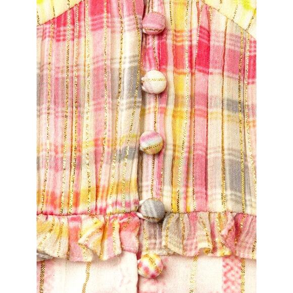 HEMANT & NANDITA multicolor viscose Plunging Long Peasant Dress size M - Picture 3 of 16